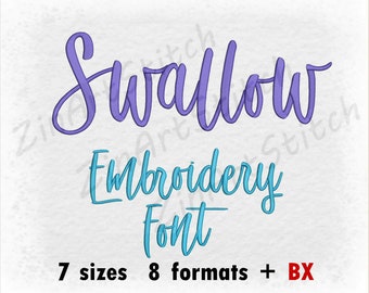 Swallow embroidery Font - Machine Embroidery Design - Instant Download - 7 Sizes