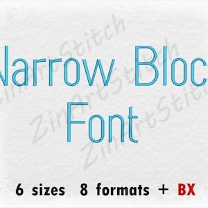 Narrow Block Font Machine Embroidery Design Instant Download Monogram Alphabet 6 Sizes 8 Formats BX