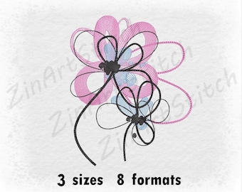 Floral Machine Embroidery design, Flowers File, Instant Download, 8 Format, 3 sizes