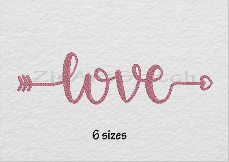 Love Embroidery design Arrow, arrow embroidery, embroidery sayings 6 Sizes 8 Formats image 1