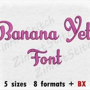 Banana Yeti Font Embroidery Design Monogram Alphabet Instant Download 5 Sizes 8 formats BX
