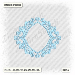 Obramowanie z monogramem, wzór haftu, rama antyczna, obramowanie królewskie, styl wiktoriański, 8 rozmiarów