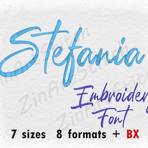 Stefania Borduurlettertype Machine Borduurontwerp Interpunctie en cijfers Instant Download 7 Maten 8 Formaten BX