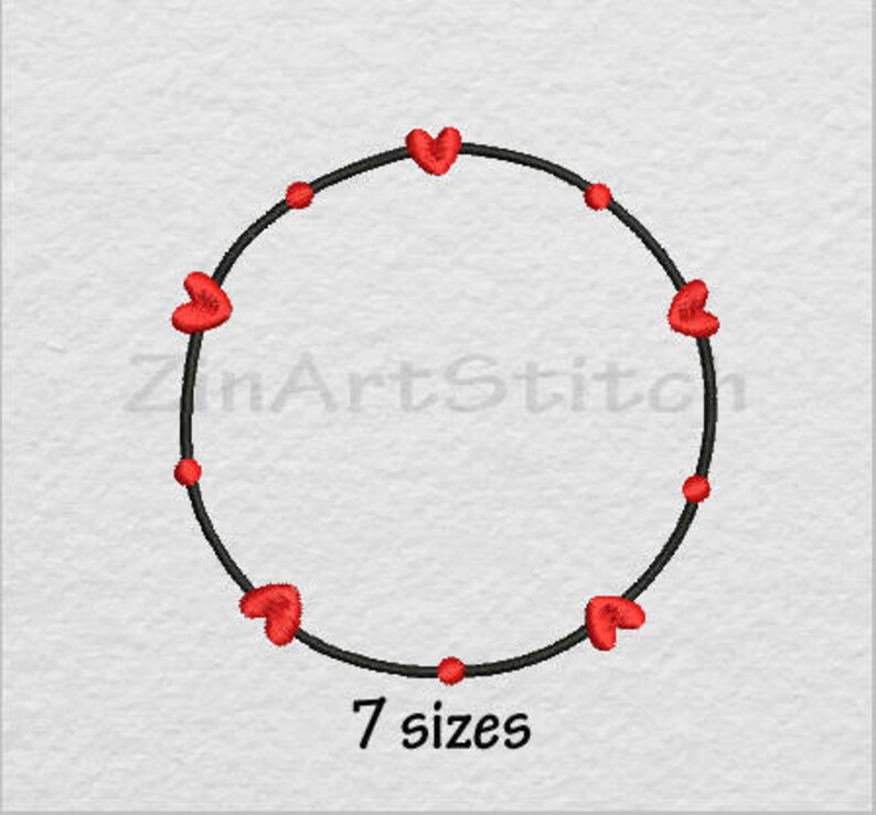 Heart Monogram Border Embroidery Design Frame Border Etsy