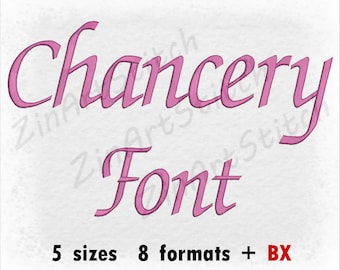Chancery embroidery Font - Machine Embroidery Design - Punctuations and numbers - Instant Download - 5 Sizes