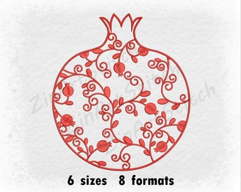 Pomegranate Elegant Decor Machine Embroidery Design Instant Download 6 sizes 8 Formats