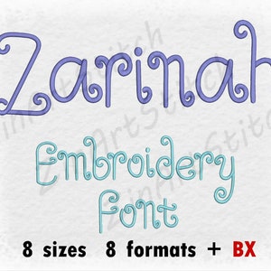 Zarinah Embroidery Font Machine Embroidery Design Instant Download Monogram Alphabet 8 Sizes 8 Formats BX