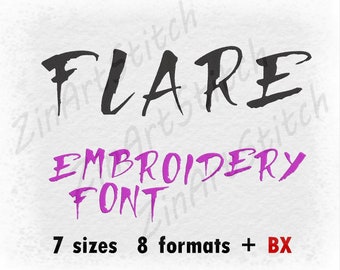 Flare Embroidery Font Machine Embroidery Design Fill Stitch numbers Instant Download 7 Sizes 8 Formats BX