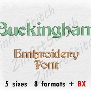 Buckingham Embroidery lettertype Machine borduurwerk ontwerpen Instant Download monogram alfabet 5 maten 8 formaten BX