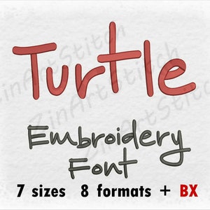 Turtle Embroidery Font Machine Embroidery Design Instant Download Monogram Alphabet 7 Sizes 8 Formats BX