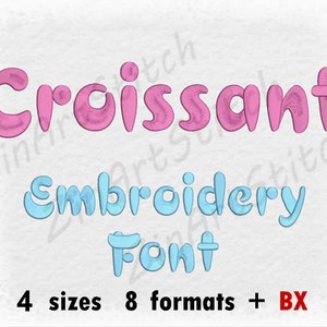 Croissant Embroidery Font Machine Embroidery Design Instant Download Monogram Alphabet 4 Sizes 8 formats BX