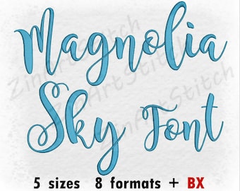 Magnolia Sky Embroidery Font Machine Embroidery Design Punctuations and numbers Instant Download Alphabet  5 Sizes 8 Formats BX