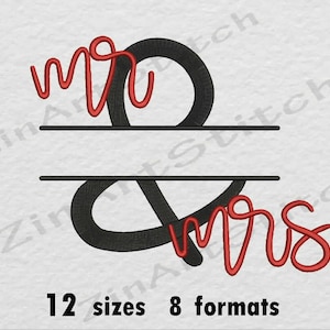 MR & MRS Split Wedding Embroidery Design Instant Download Digital File 12 Sizes 8 Formats