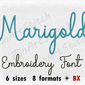Marigold Embroidery Font Machine Embroidery Design Instant Download Monogram Alphabet 6 Sizes 8 Formats BX