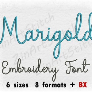 Marigold embroidery Font - Machine Embroidery Design - Instant Download - 6 Sizes