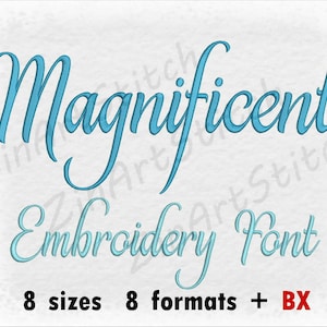 Magnificent Embroidery Font Machine Embroidery Design Instant Download Monogram Alphabet 8 Sizes 8 Formats BX