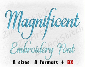 Magnificent Embroidery Font Machine Embroidery Design Instant Download Monogram Alphabet 8 Sizes 8 Formats BX