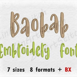 Baobab Embroidery Font Machine Embroidery Design Instant Download Monogram Alphabet 7 Sizes 8 Formats BX