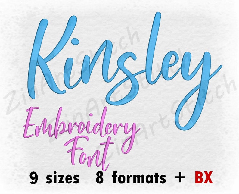 Kinsley embroidery Font, Machine embroidery design, Punctuations and numbers, Instant Download, 9 Sizes image 1