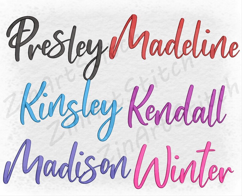 Kinsley embroidery Font, Machine embroidery design, Punctuations and numbers, Instant Download, 9 Sizes image 4