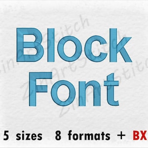 Block Embroidery Font Machine Embroidery Design Instant Download Monogram Alphabet 5 Sizes 8 Formats BX