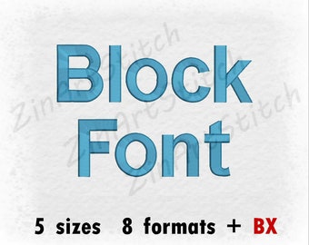 Block Embroidery Font Machine Embroidery Design Instant Download Monogram Alphabet 5 Sizes 8 Formats BX