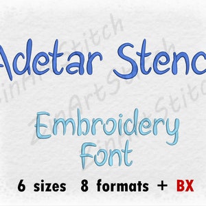 Adetar Stencil Embroidery Font Machine Embroidery Design Instant Download Monogram Alphabet 6 Sizes 8 Formats BX