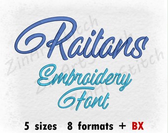 Raitans Embroidery Font - Machine Embroidery Design - Instant Download - 5 Sizes