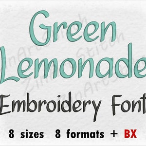 Green Lemonade Embroidery Font Machine Embroidery Design Alphabet Instant Download 8 Sizes 8 Formats BX