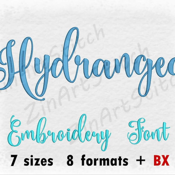 Hydrangea embroidery Font - Machine Embroidery Design - Instant Download - 7 Sizes