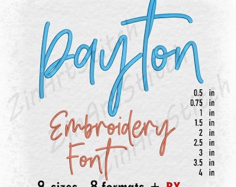 Payton embroidery Font, Machine Embroidery Design, Punctuations and numbers, Instant Download, 9 Sizes