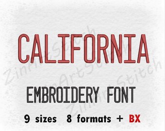 California embroidery Font - Machine embroidery Design - Punctuations and numbers - Instant Download - 9 Sizes