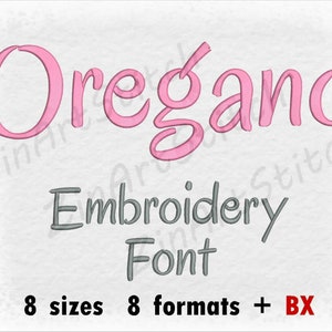 Oregano borduurwerk lettertype Machine borduurwerk ontwerpen Instant Download monogram alfabet 8 maten 8 formaten BX
