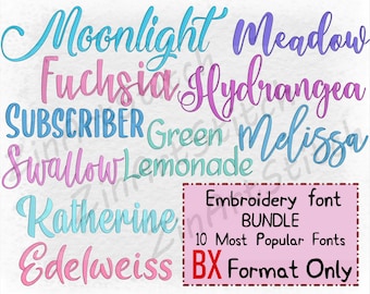 Bundle 10 Best Sellers embroidery fonts Embroidery Fonts Pack Instant Download Alphabet Script Letters Monogram 7-8 Sizes ONLY BX format