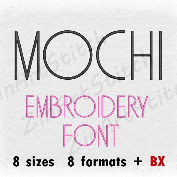 Mochi Embroidery Font Machine Embroidery Design Alphabet Instant Download 8 Sizes 8 Formats BX