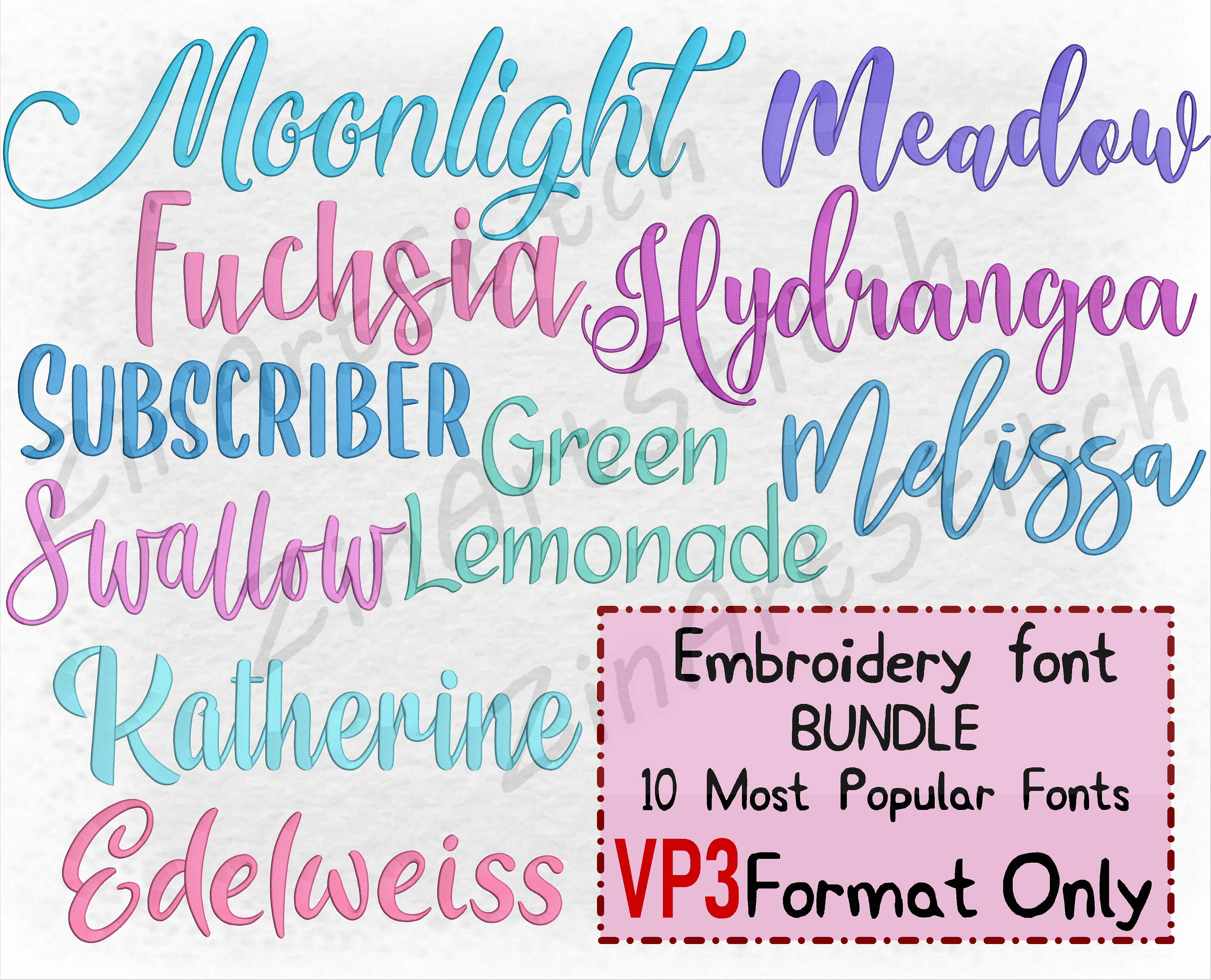 Bundle 10 Best Sellers Embroidery Fonts Embroidery Fonts Pack Etsy