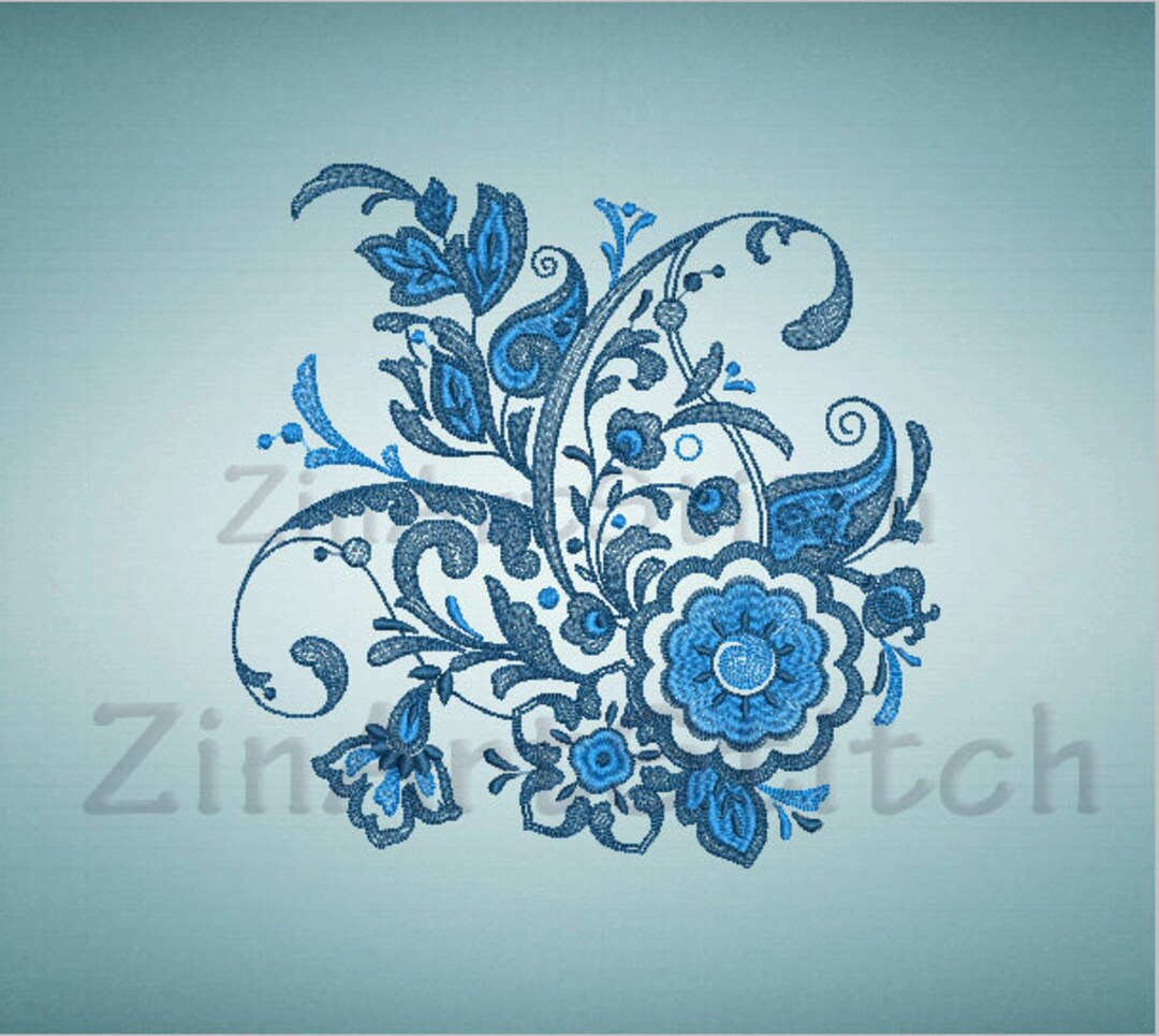 Floral Embroidery Design, Machine Embroidery, Paisley Flowers (instant ...