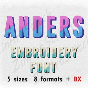 Anders 3 colors Embroidery Font Machine Embroidery Design Three color Instant Download Monogram Alphabet 5 Sizes 8 Formats BX