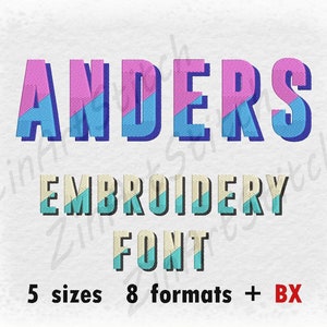 Anders 3 colors Embroidery Font Machine Embroidery Design Three color Instant Download Monogram Alphabet 5 Sizes 8 Formats BX