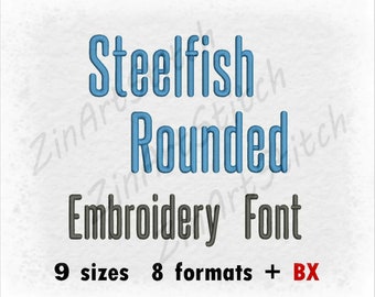 Steelfish Rounded Embroidery Font Embroidery Design Monogram Alphabet Instant Download 9 Sizes 8 formats BX