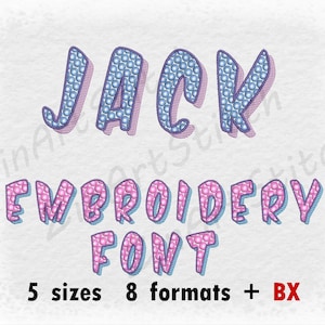 Jack 3 colors Embroidery Font Machine Embroidery Design Three color Instant Download Monogram Alphabet 5 Sizes 8 Formats BX