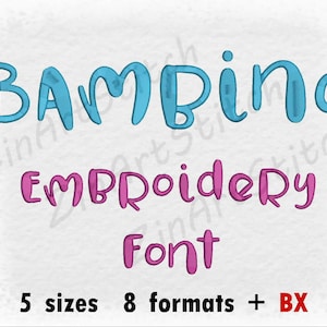 Bambino Stickerei Schrift Maschinenstickerei Design Sofortiger Download Monogramm Alphabet 5 Größen 8 Formate YS