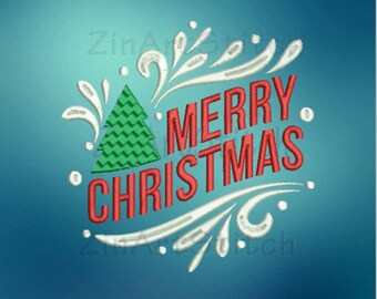 Merry Christmas Embroidery Design, 8 Formats (Digital Download)