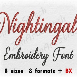 Nightingale Script Embroidery Font Machine Embroidery Design Instant Download Monogram Alphabet 8 Sizes 8 formats BX