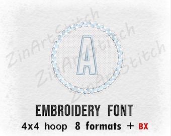 Embossed machine embroidery Alphabet, Towel Font, Frame designs for hoop 4x4, letters A-Z, 0-9