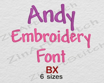 Andy Embroidery Font Machine Embroidery Design Instant Download Monogram Alphabet 6 Sizes BX