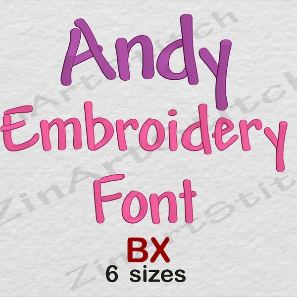 Andy Embroidery Font Machine Embroidery Design Instant Download Monogram Alphabet 6 Sizes BX