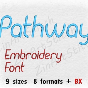 Pathway Embroidery Font Machine Embroidery Design Instant Download Monogram Alphabet Punctuations 9 Sizes 8 Formats BX