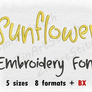 Sunflower Embroidery Font Machine Embroidery Design Instant Download Monogram Alphabet 5 Sizes 8 Formats BX