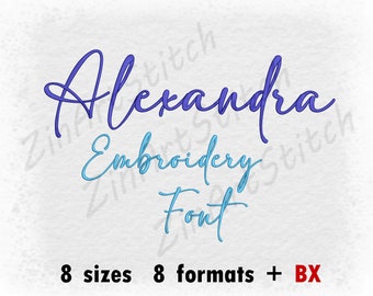 Alexandra embroidery Font, Machine embroidery design, Punctuations and numbers, Instant Download, 8 Sizes